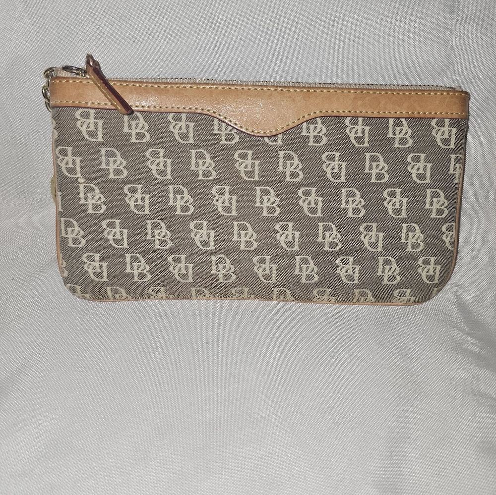 Dooney & Bourke Brown and Tan Keychain Clutch